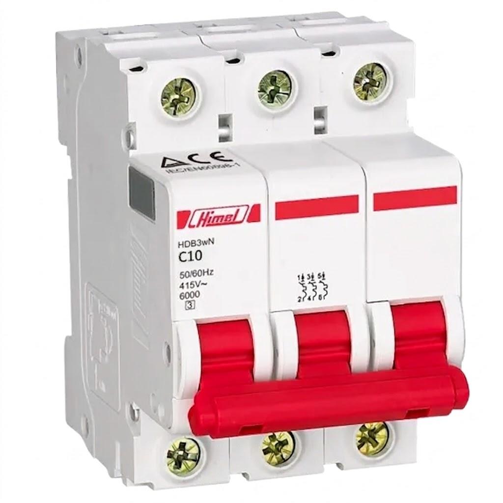 HIMEL HDB3WN3C10 Miniature Circuit Breaker MCB 3P 10A 6kA Type C